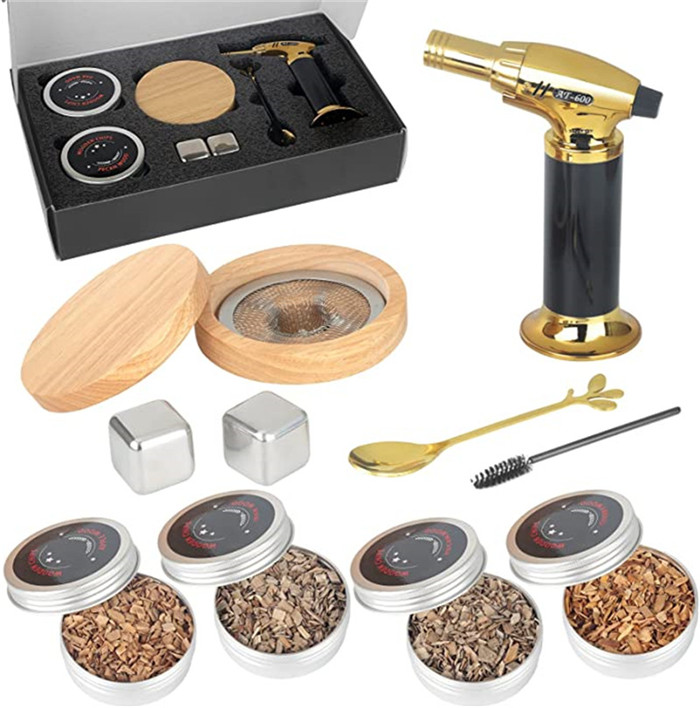 Whiskey Bourbon Drinking Cocktail Smoking Infuser Kit Wood Chips Cocktail Smoker Kit with Torch.jpg